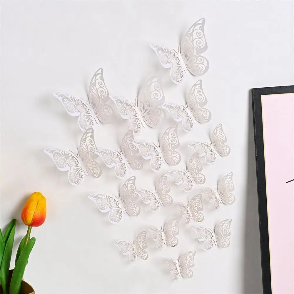 EJVS™ 12-Piece 3D Hollow Butterfly Wall Stickers