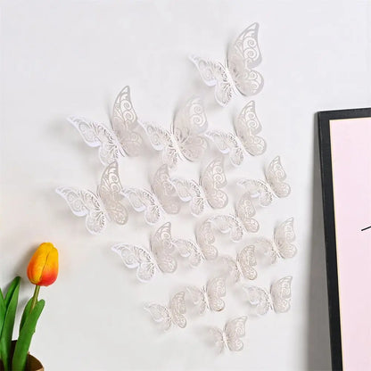 EJVS™ 12-Piece 3D Hollow Butterfly Wall Stickers