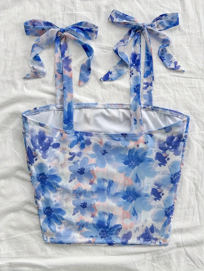 EJVS™ Tie Shoulder Ruched Crop Top