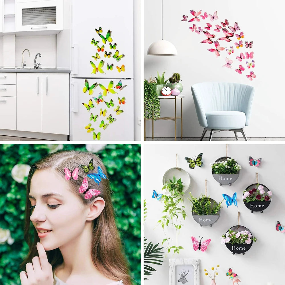 EJVS™  12Pcs 3D Colorful Butterfly Wall Stickers