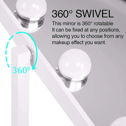 EJVS™ Arched LED Makeup Mirror – 10x Magnification