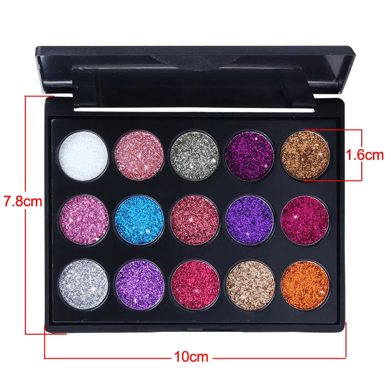 EJVS™ 15 Colors Glitter Eyeshadow Tray