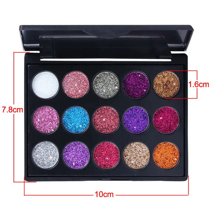EJVS™ 15 Colors Glitter Eyeshadow Tray