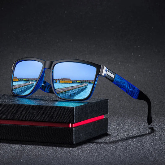 EJVS™  Fashion Vintage Eyewear ﻿Pattern Square  Sunglasses Men Women Fishing Driving Man Luxury Brand Designer Sun Glasses