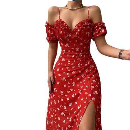 EJVS™ Elegant Floral Print Split Dress