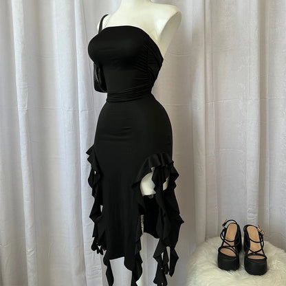 EJVS™  Strapless High Slit Vestidos Mini Dress
