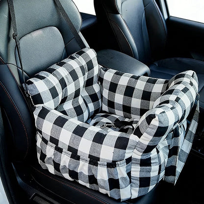 EJVS™  Dog Car Bed/Seat with Safety Belt - Non-Slip Pet Car Bed for Small Dogs, Washable Travel Carrier with Secure Straps for Safe Car