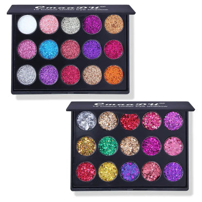 EJVS™ 15 Colors Glitter Eyeshadow Tray