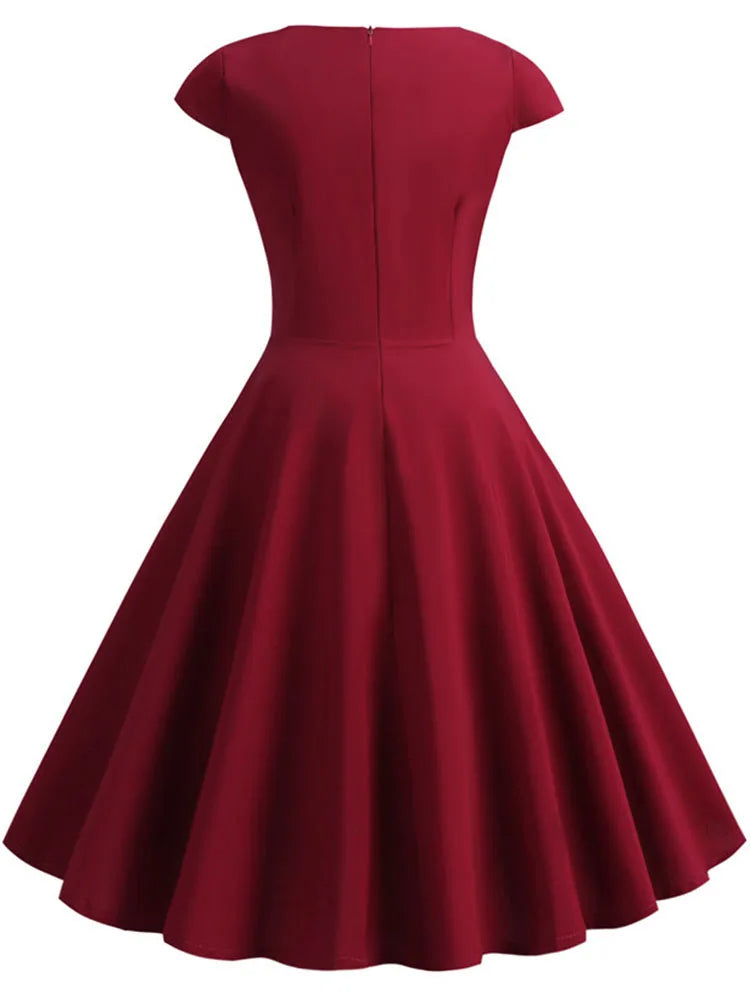 EJVS™ Retro Party Office Midi Dress