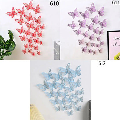 EJVS™ 12-Piece 3D Hollow Butterfly Wall Stickers