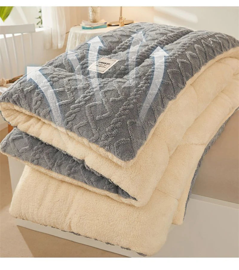 EJVS™ High End Thickened Winter Warm Blankets for Beds Artificial Lamb