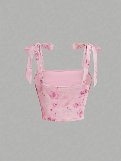 EJVS™ Tie Shoulder Ruched Crop Top