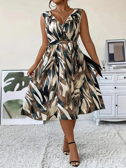EJVS™ Elegant Women's Printed Work Dress