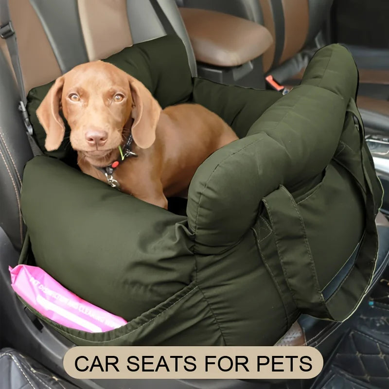 EJVS™  Dog Car Bed/Seat with Safety Belt - Non-Slip Pet Car Bed for Small Dogs, Washable Travel Carrier with Secure Straps for Safe Car