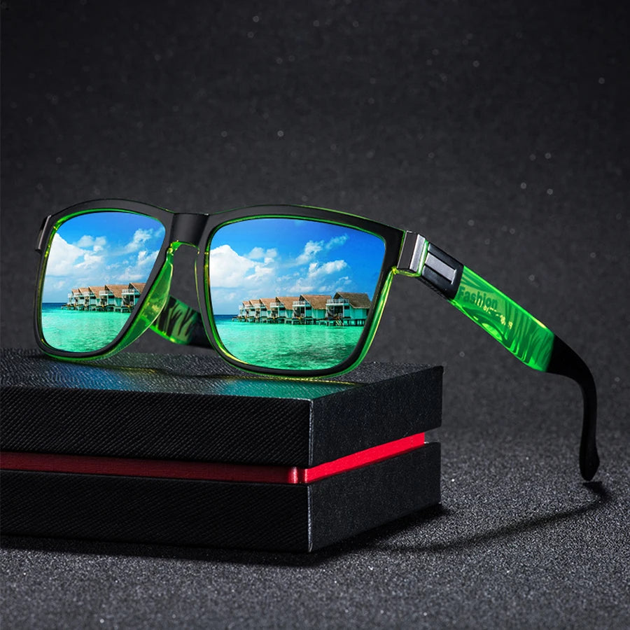 EJVS™  Fashion Vintage Eyewear ﻿Pattern Square  Sunglasses Men Women Fishing Driving Man Luxury Brand Designer Sun Glasses