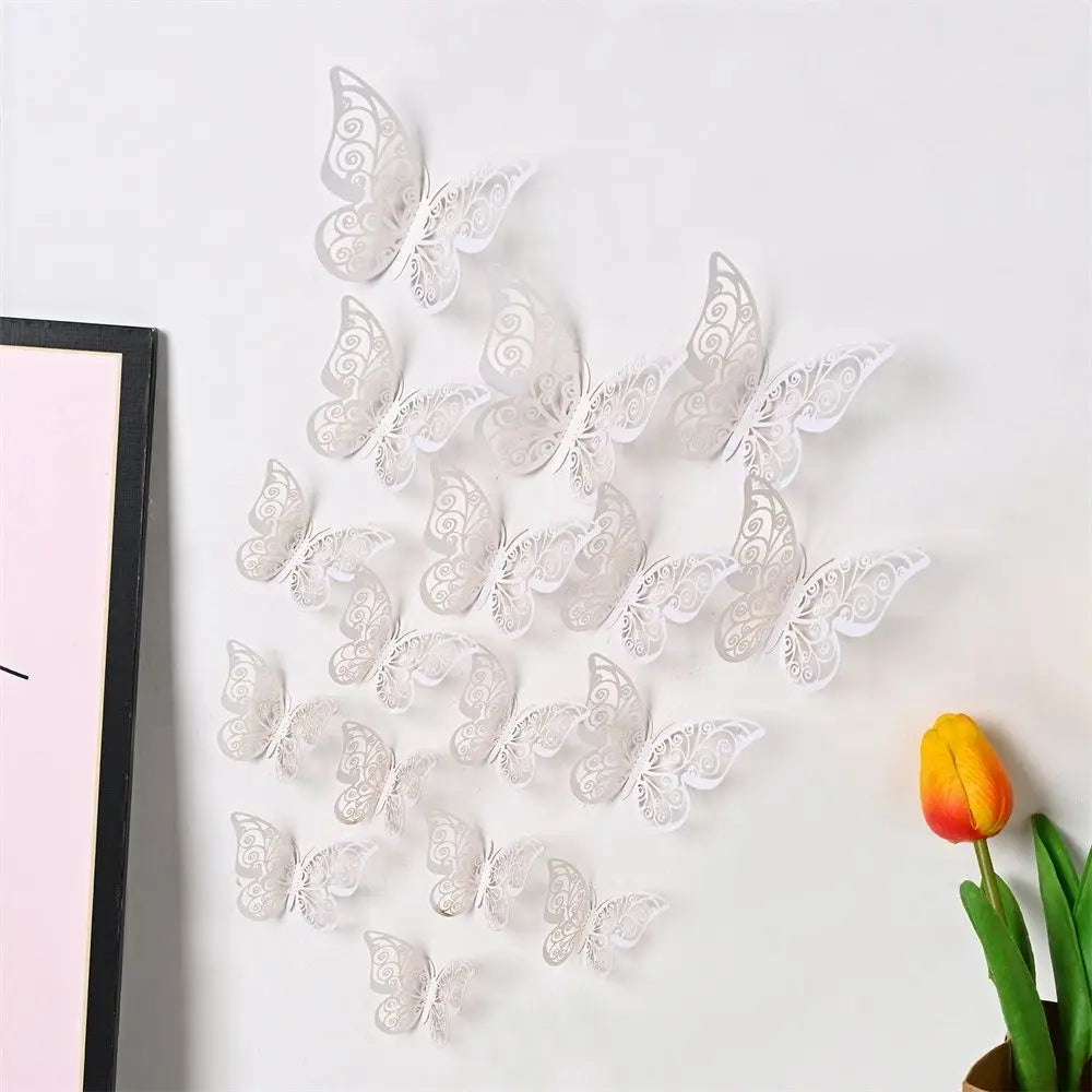 EJVS™ 12-Piece 3D Hollow Butterfly Wall Stickers