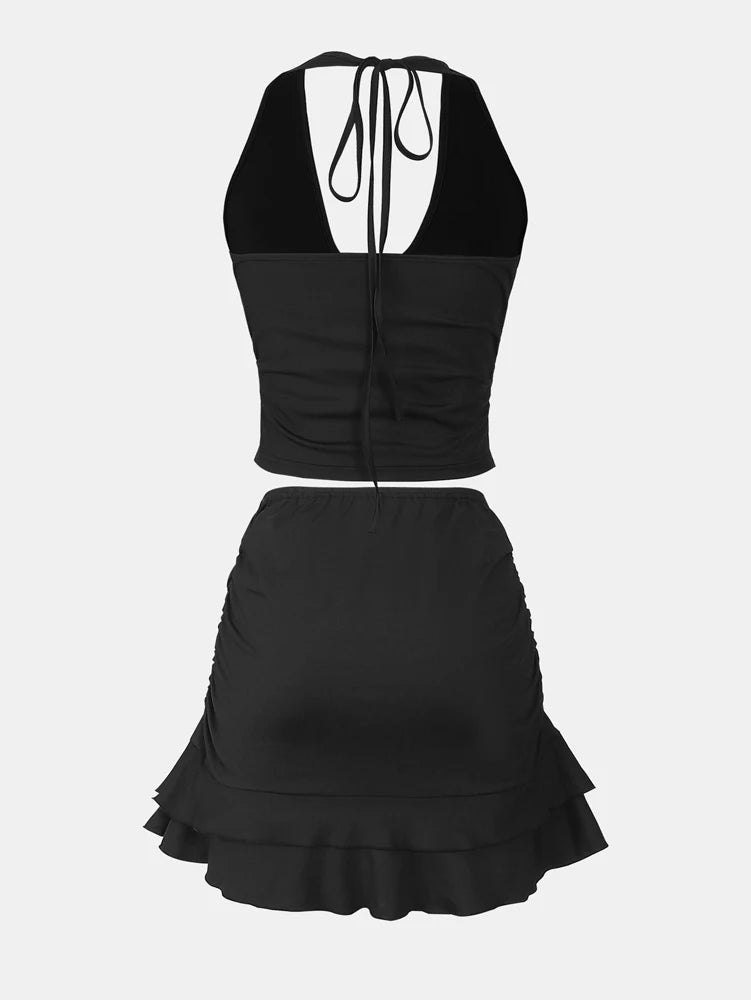 EJVS™  Short Skirt Two-Piece Polyester Suit
