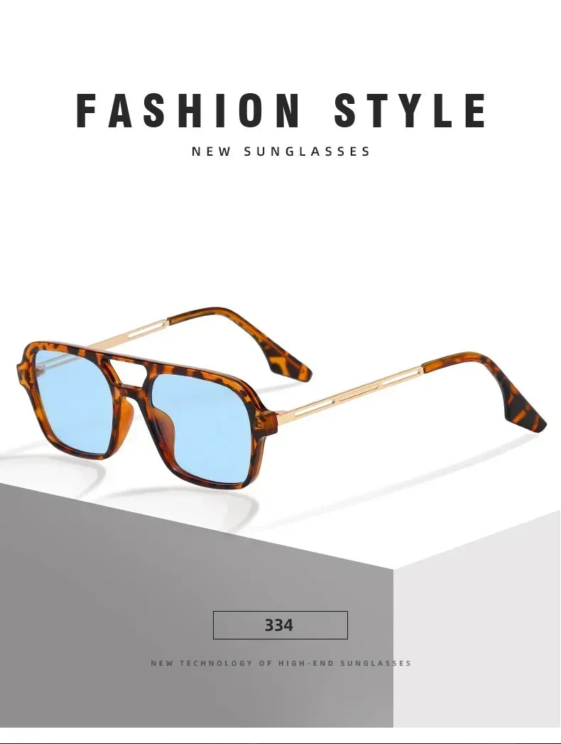 EJVS™  Fashion Vintage Square Sunglasses Woman Brand Retro Small Frame Sun Glasses Female Double Bridges Design Oculos De Sol Feminino