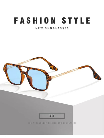 EJVS™  Fashion Vintage Square Sunglasses Woman Brand Retro Small Frame Sun Glasses Female Double Bridges Design Oculos De Sol Feminino
