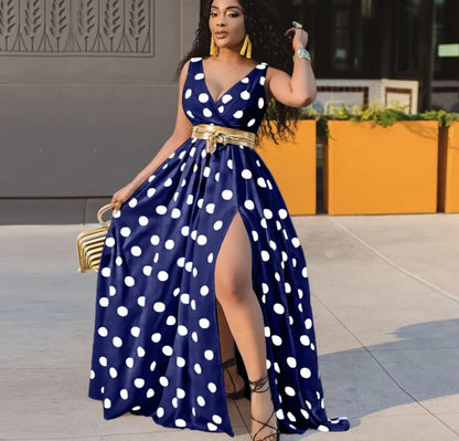EJVS™  Summer Boho Sleeveless Slim Print Side Slit Party Maxi Dresses