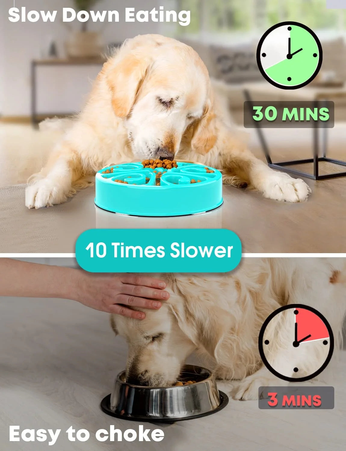 EJVS™  Pet Non Slip Anti-Gulping Slower Food Feeding Dishes