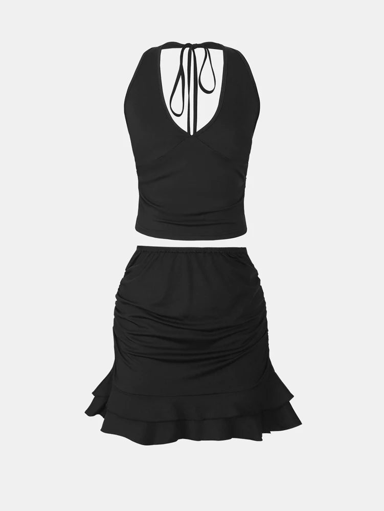 EJVS™  Short Skirt Two-Piece Polyester Suit