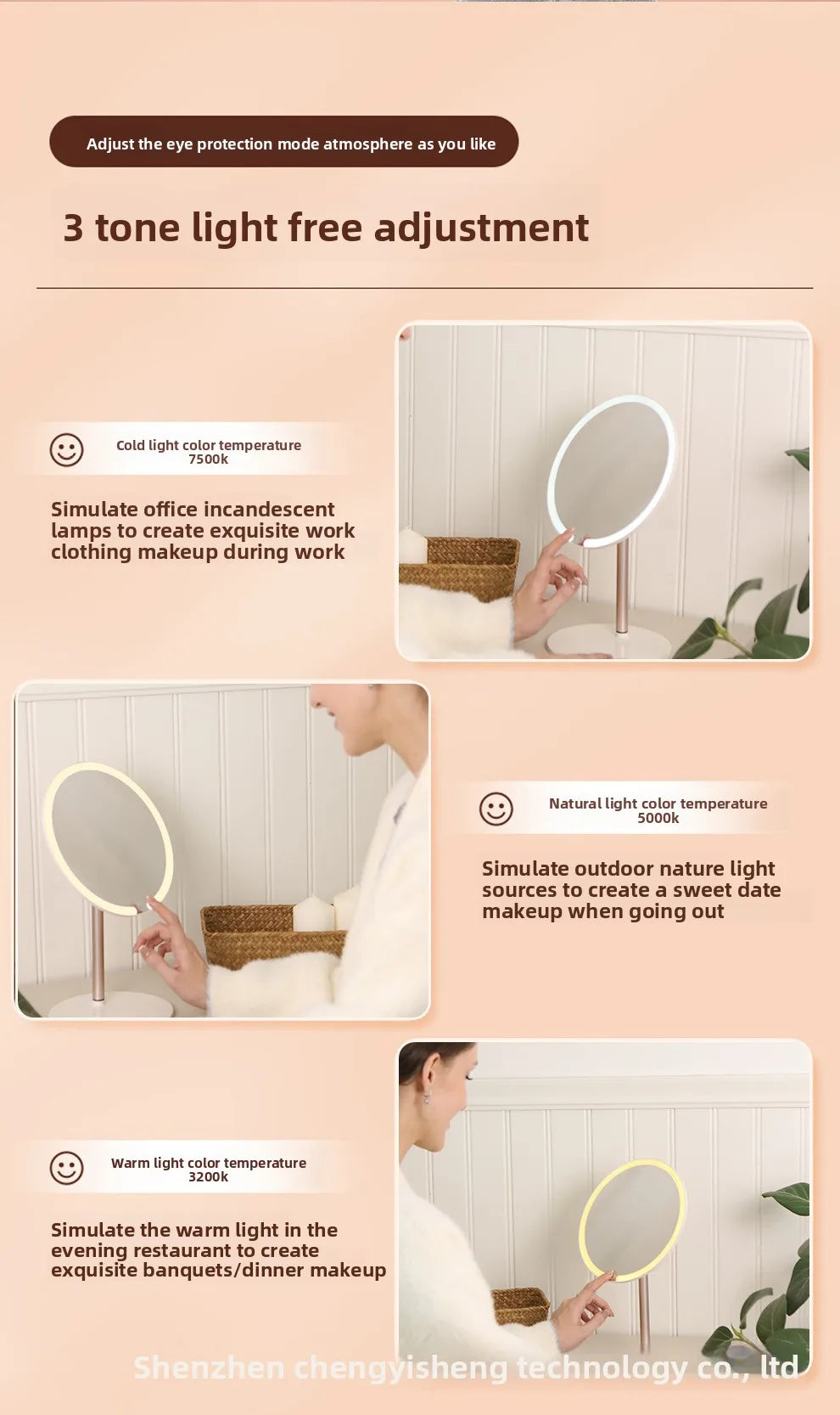 EJVS™ LED Round Desktop Makeup Mirror