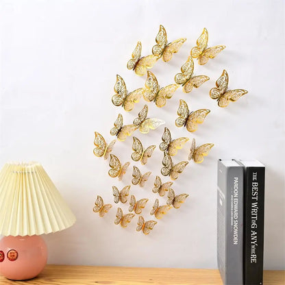 EJVS™ 12-Piece 3D Hollow Butterfly Wall Stickers