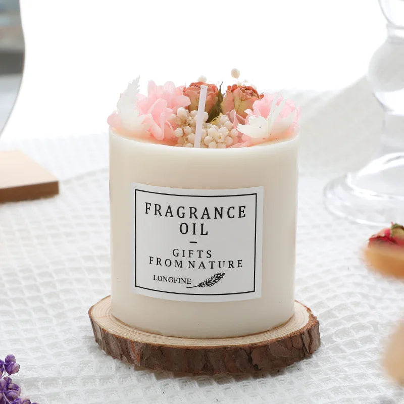 EJVS™ Scented Pillar Candles with Dried Flowers