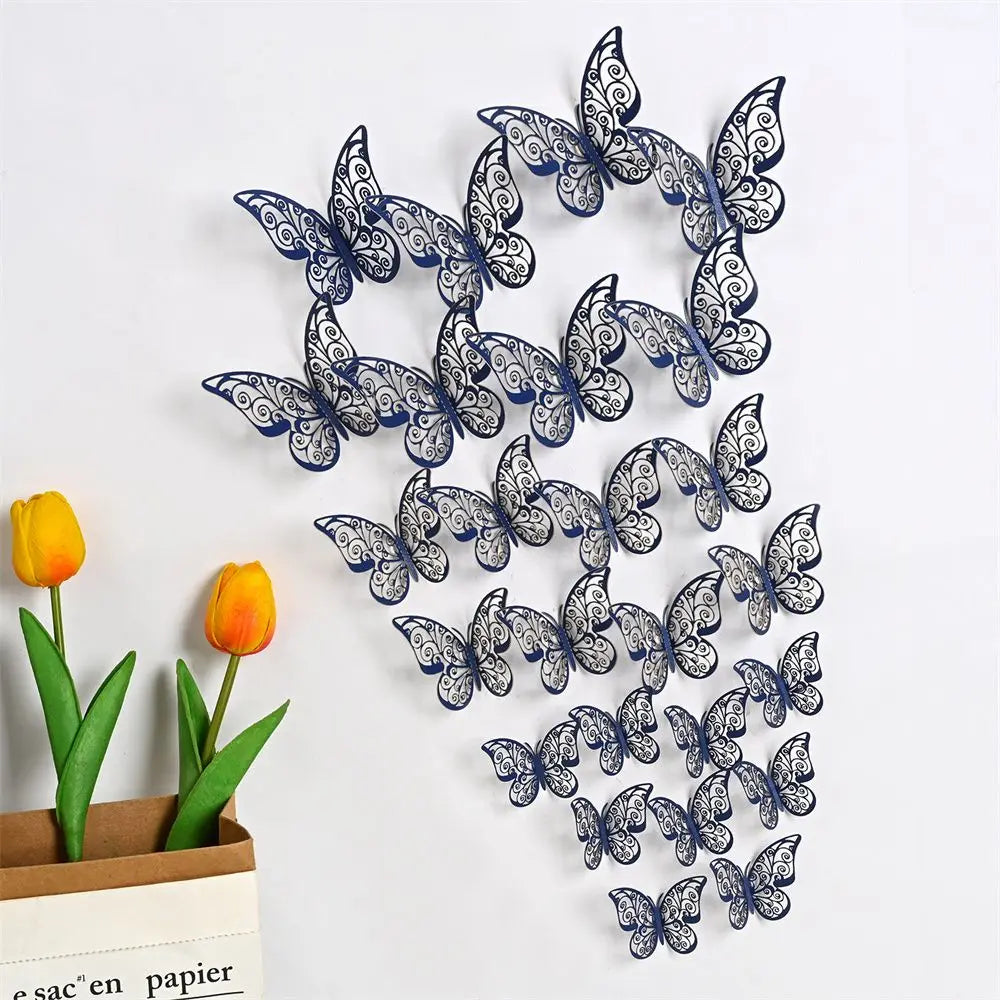 EJVS™ 12-Piece 3D Hollow Butterfly Wall Stickers