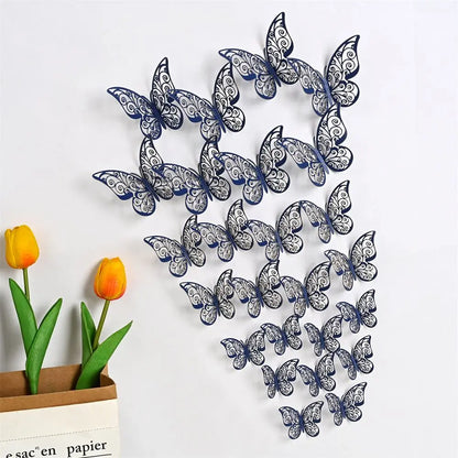 EJVS™ 12-Piece 3D Hollow Butterfly Wall Stickers