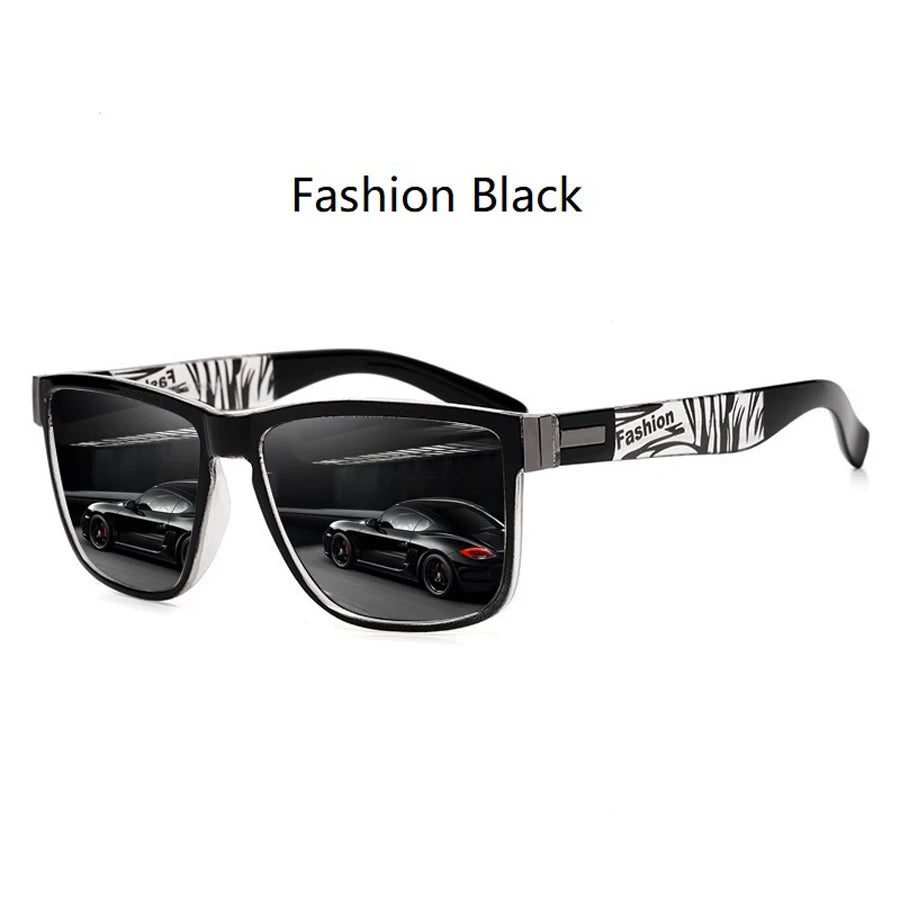 EJVS™  Fashion Vintage Eyewear ﻿Pattern Square  Sunglasses Men Women Fishing Driving Man Luxury Brand Designer Sun Glasses
