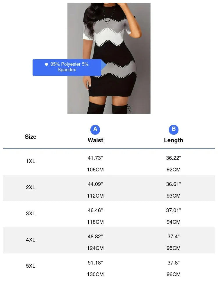 EJVS™  Large-Color Block Striped Spring Dress