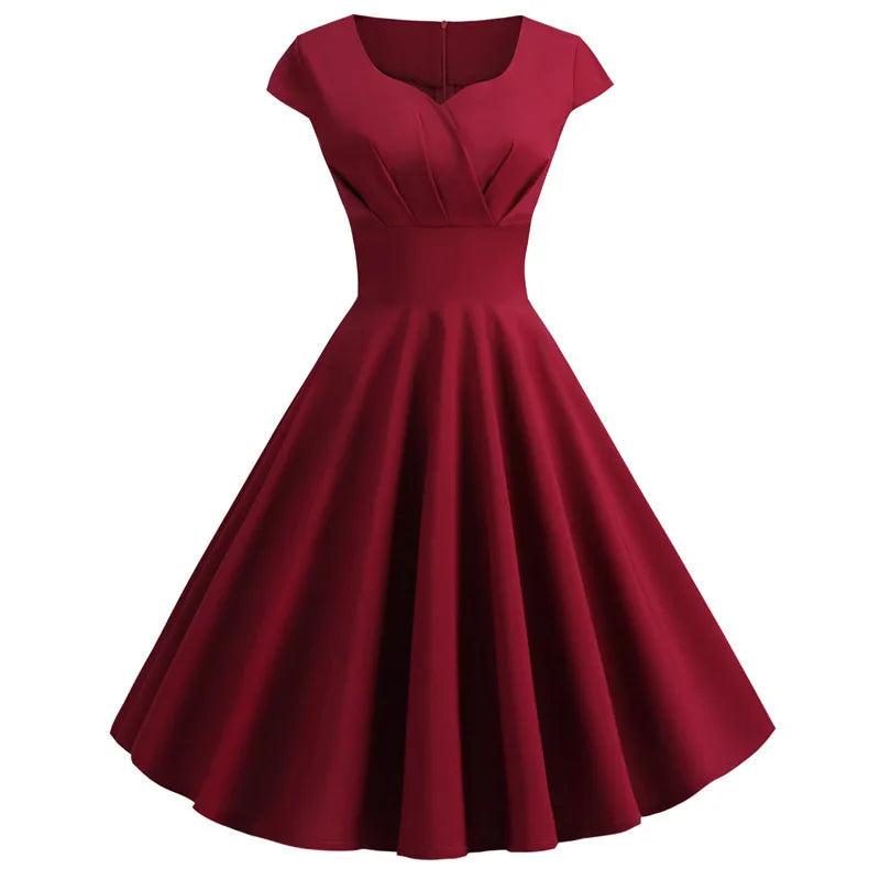 EJVS™ Retro Party Office Midi Dress