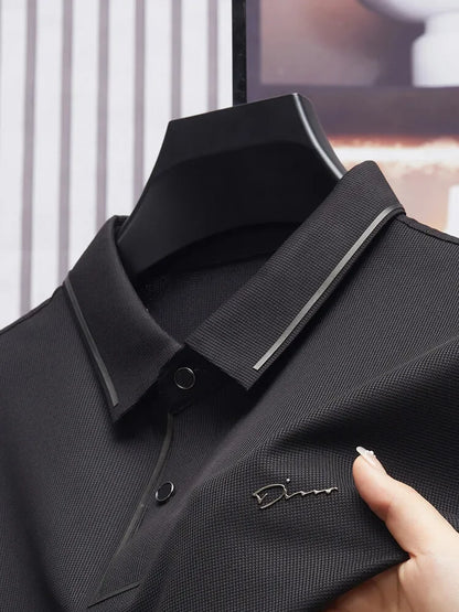 EJVS™  Men's New Polo Shirt Seamless Premium Luxury Cool Fabric Business Casual Golf Slim Fit Blouse Collar T-shirt