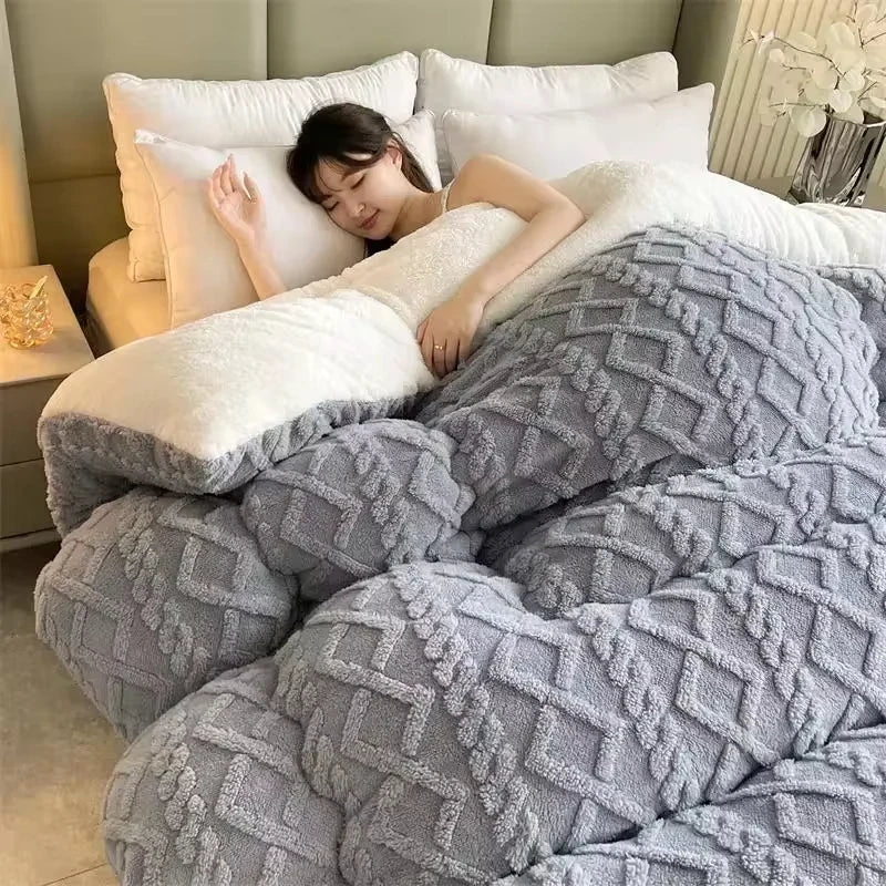 EJVS™ High End Thickened Winter Warm Blankets for Beds Artificial Lamb