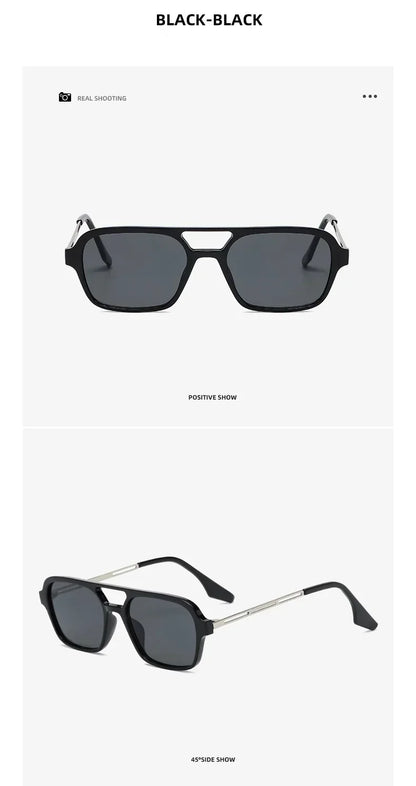 EJVS™  Fashion Vintage Square Sunglasses Woman Brand Retro Small Frame Sun Glasses Female Double Bridges Design Oculos De Sol Feminino