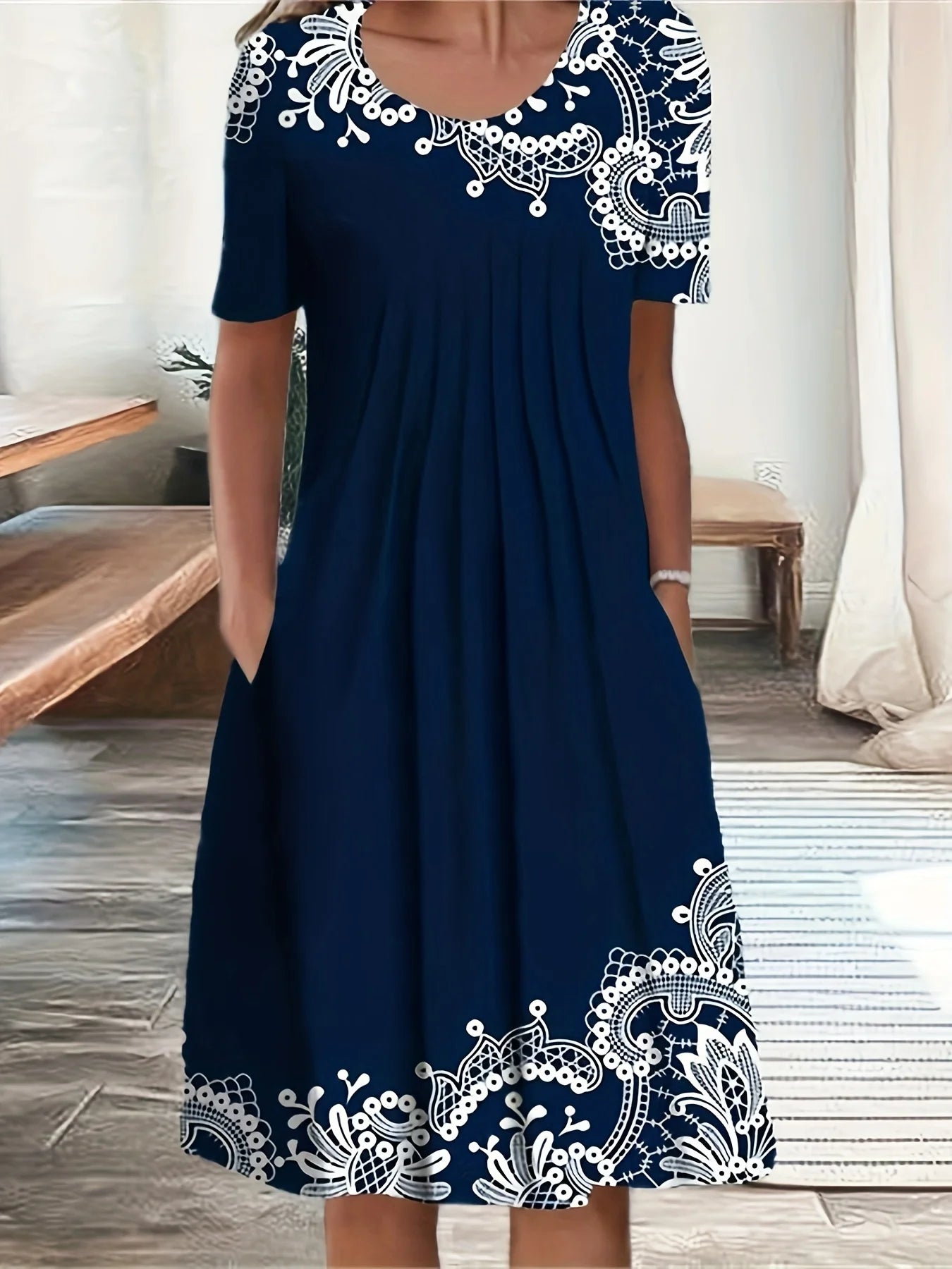 EJVS™  Plus Size Elegant Women Dress Loose Casual Dress