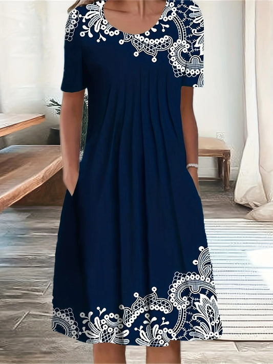 EJVS™  Plus Size Elegant Women Dress Loose Casual Dress