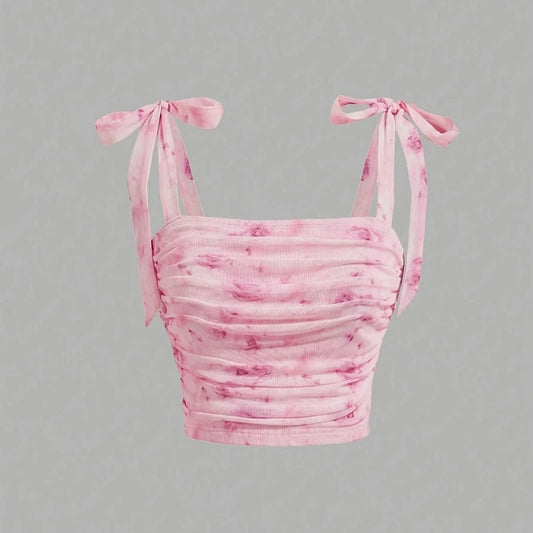 EJVS™ Tie Shoulder Ruched Crop Top