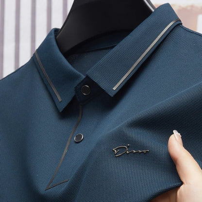 EJVS™  Men's New Polo Shirt Seamless Premium Luxury Cool Fabric Business Casual Golf Slim Fit Blouse Collar T-shirt