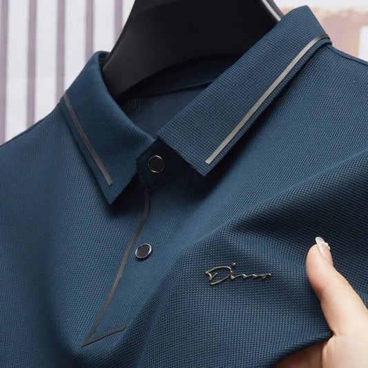 EJVS™  Men's New Polo Shirt Seamless Premium Luxury Cool Fabric Business Casual Golf Slim Fit Blouse Collar T-shirt