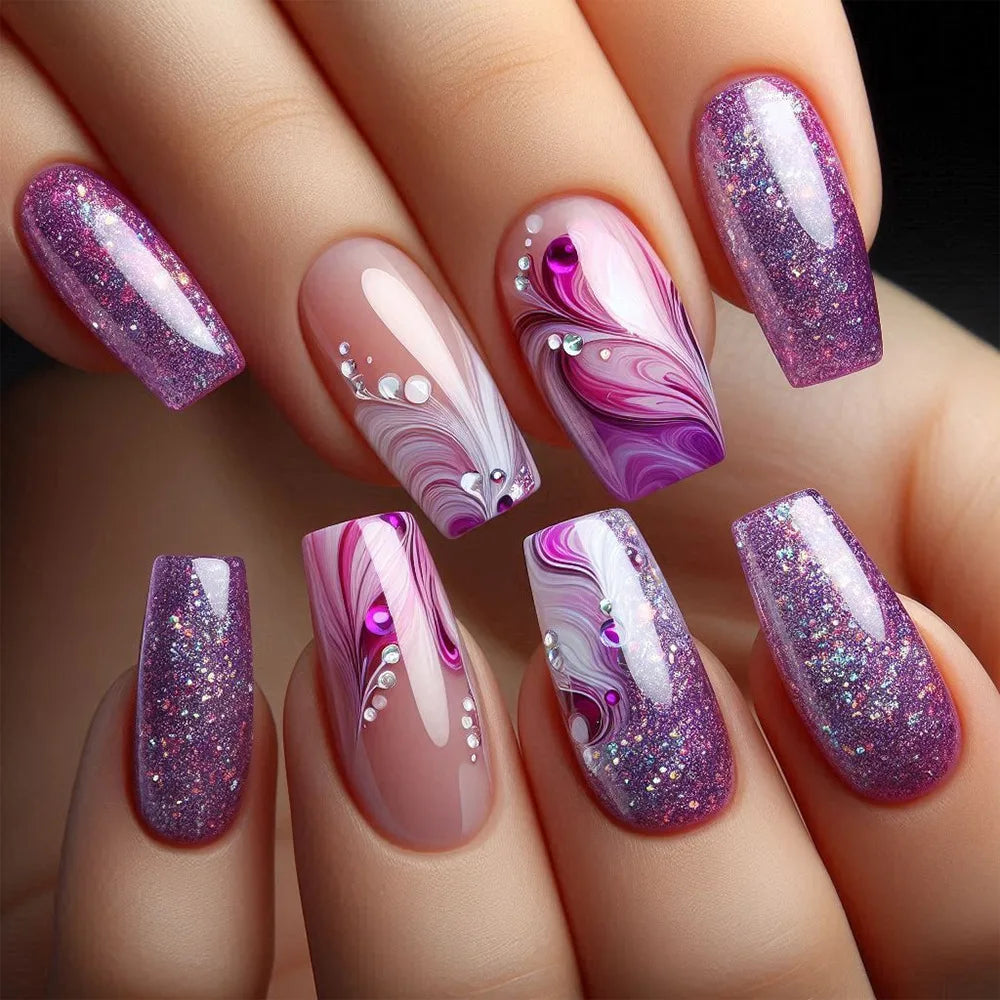 EJVS™  24Pcs Shimmery Manicure Tips