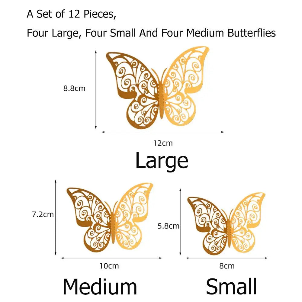 EJVS™ 12-Piece 3D Hollow Butterfly Wall Stickers