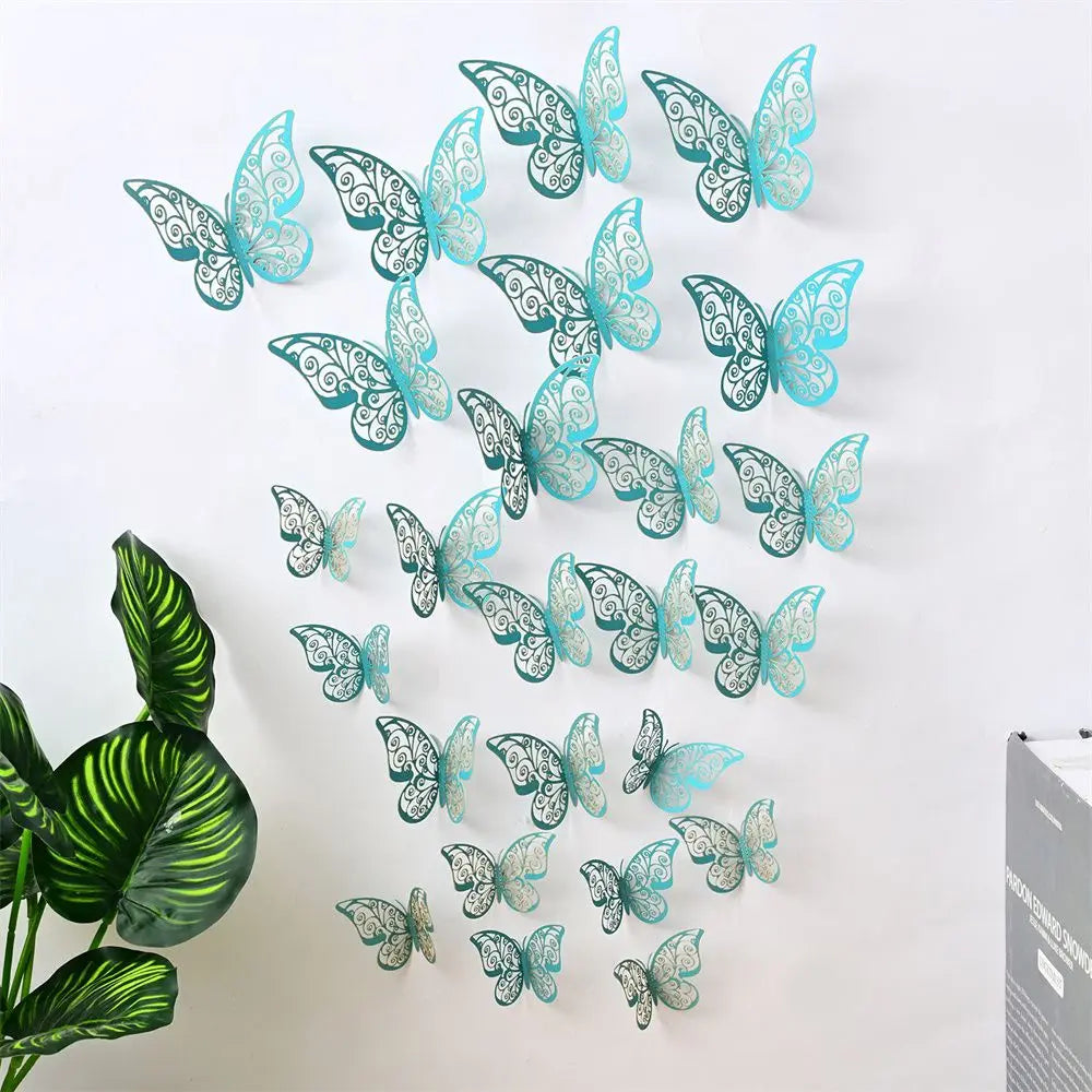 EJVS™ 12-Piece 3D Hollow Butterfly Wall Stickers