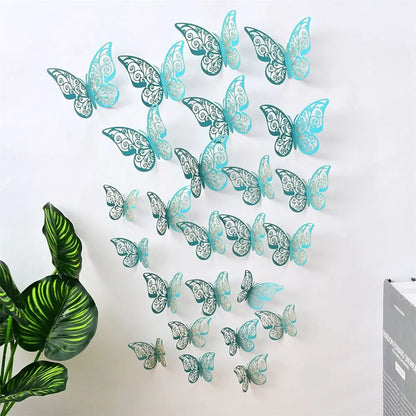 EJVS™ 12-Piece 3D Hollow Butterfly Wall Stickers