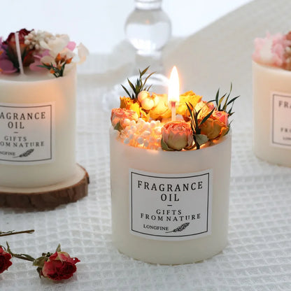 EJVS™ Scented Pillar Candles with Dried Flowers