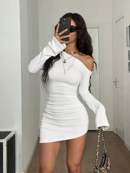 EJVS™ Dulzura Inclined Shoulder Mini Dress