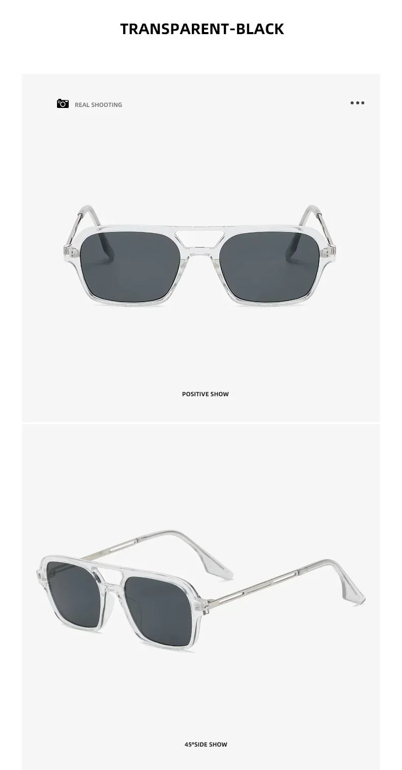 EJVS™  Fashion Vintage Square Sunglasses Woman Brand Retro Small Frame Sun Glasses Female Double Bridges Design Oculos De Sol Feminino