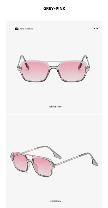 EJVS™  Fashion Vintage Square Sunglasses Woman Brand Retro Small Frame Sun Glasses Female Double Bridges Design Oculos De Sol Feminino